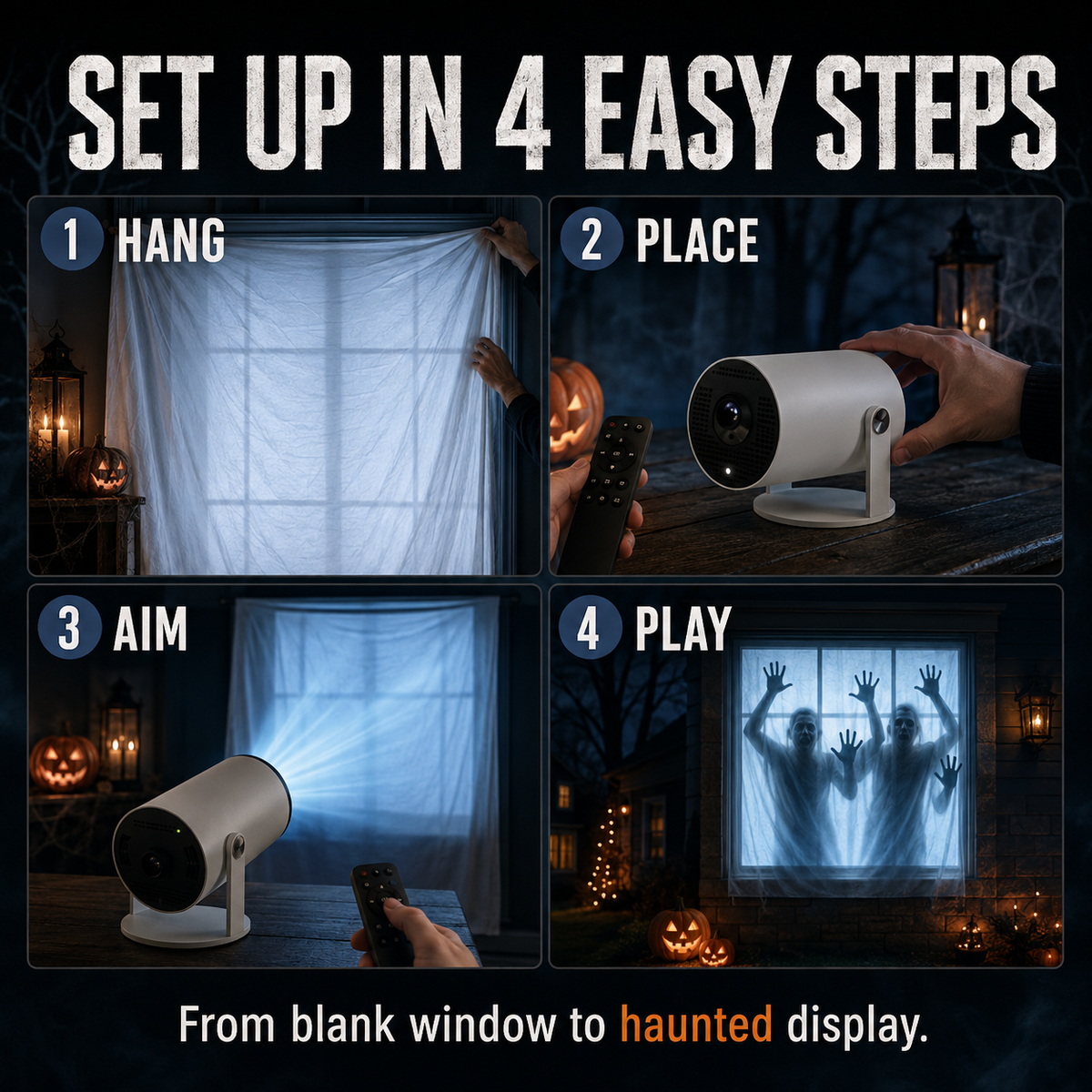 π» Halloween Window Projector with Scary Videos & Screen