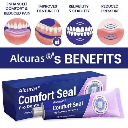 🔥 LIMITED SPECIAL OFFER 🔥 Alcuras® Comfort Seal Pro Denture Adhesive🦷💜FDA Certified (Clinically Proven 96- Hour Lock Hold for Secure, Comfortable & Zinc-Free Denture Fit)