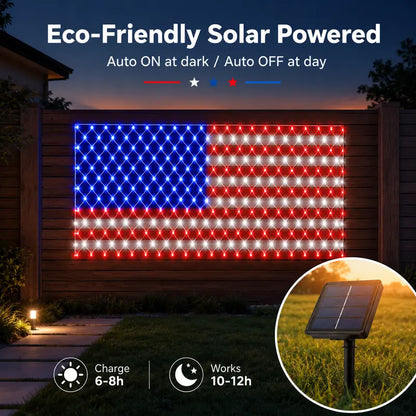 Outdoor solar American flag light, 6.5 ft x 3.28 ft, ultra-bright; suitable for Independence Day, National Day, and Memorial Day decorations; waterproof solar outdoor light