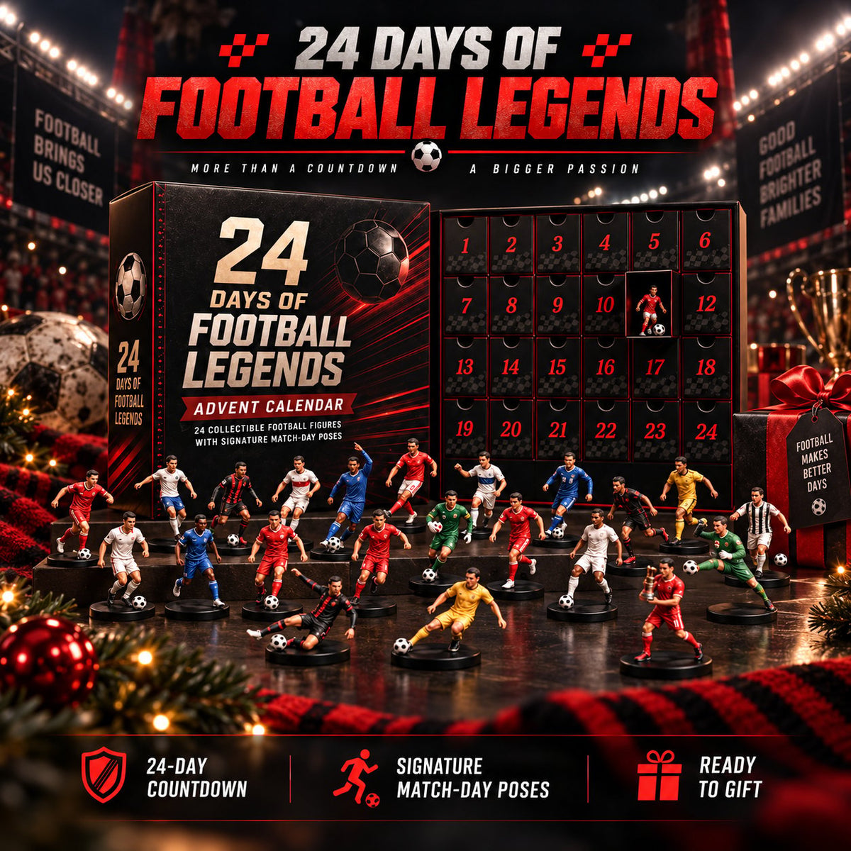 🎅50% Off Christmas Pre-Sale🔥24 Days of Football Legends Advent Calendar | 24 Collectible Player Figures