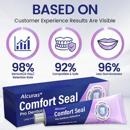 🔥 LIMITED SPECIAL OFFER 🔥 Alcuras® Comfort Seal Pro Denture Adhesive🦷💜FDA Certified (Clinically Proven 96- Hour Lock Hold for Secure, Comfortable & Zinc-Free Denture Fit)