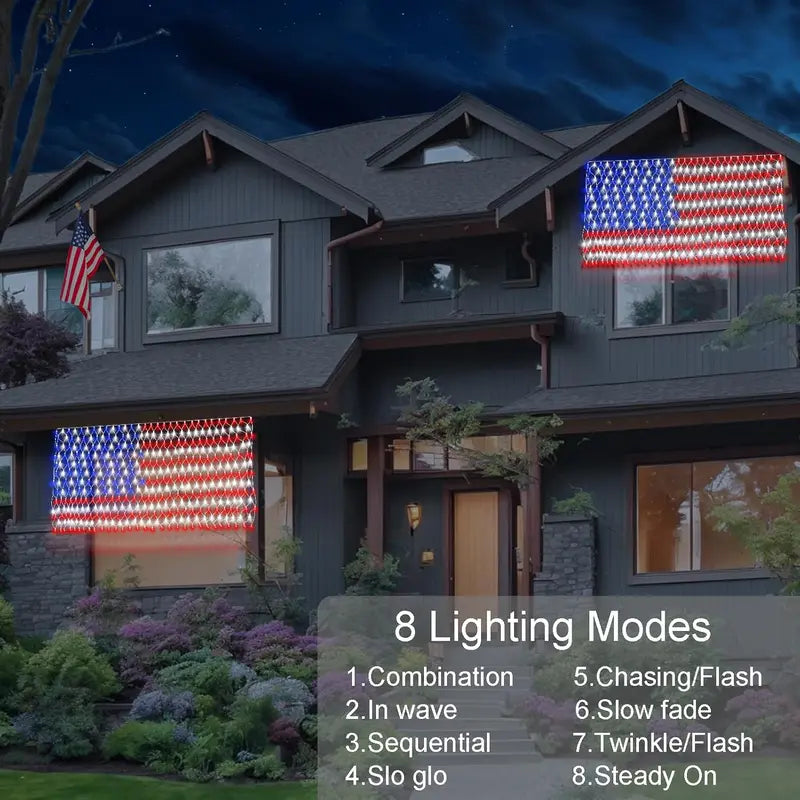 Outdoor solar American flag light, 6.5 ft x 3.28 ft, ultra-bright; suitable for Independence Day, National Day, and Memorial Day decorations; waterproof solar outdoor light